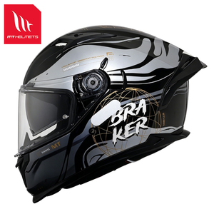 Casque de moto intégral MT HELMETS en ABS, noir et argent, design graphique, homologué DOT/ECE/CCC, visière transparente, fixation rapide - Product Image 5