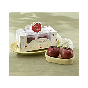 Chine Usine Cadeaux Personnaliser Logo Faveurs De Mariage En Céramique Pomme Salière Et Poivrière - Product Image 1