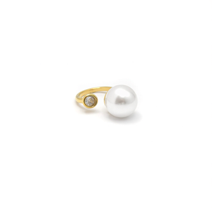 Anillo Elegante de Acero Inoxidable 316L con Baño de Oro PVD, Adorno de Perla y Diamante, Joyería Sostenible y Resistente - Product Image 2