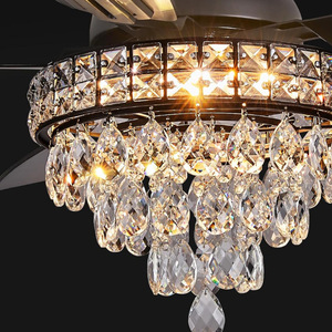 <b>Ceiling</b> <b>Fan</b> With Crystal Chandelier 5 Blades LED Light <b>Remote</b> <b>Control</b> For Living Room Bedroom - Product Image 4