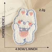 Patchs brodés en chenille polyester pour animaux de dessin animé, couleur personnalisée en gros, lapin, autocollants thermocollants pour chapeaux