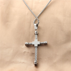 Men's Stainless Steel <b>Cross</b> Pendant Necklace Geometric Design Punk Style 12061 - Product Image 2