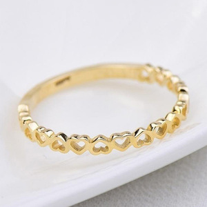 Anello H232 Heart Eternity Band in lega placcata oro 18 carati, unisex, alla moda, idea regalo - Product Image 4