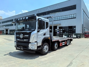 Camión de plataforma Dongfeng D3 6X4, con una escalera metálica en la parte trasera, utilizado para transportar mercancías y automóviles. - Product Image 4