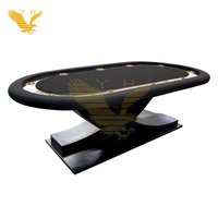Table de poker Texas noire de luxe moderne et écologique YH Custom avec pieds en bois massif pour les salles de jeu et de divertissement