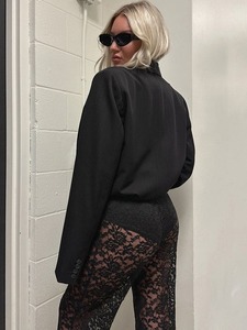 <span class=keywords><strong>Pantaloni</strong></span> Bootcut <span class=keywords><strong>Lunghi</strong></span> Vintage a Vita Alta con Cuciture e <span class=keywords><strong>Pizzo</strong></span> Trasparente Sexy Nuovi Arrivi Estivi Stile Europeo-Americano - Product Image 5