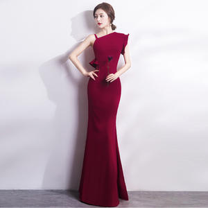 1016 # toasts de mariée hiver fête de mariage longue <span class=keywords><strong>bordeaux</strong></span> fiançailles queue de poisson robe de soirée femme - Product Image 4