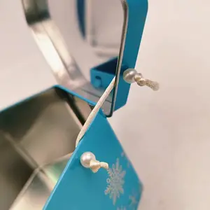 Recyclebare Verpakking Juwelendoos Luxe Custom Logo Metalen Blikje Met Scharnier