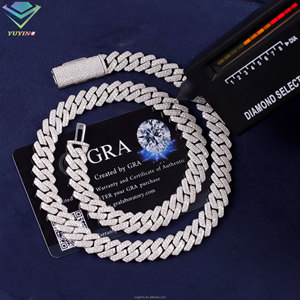 Collar de Cadena Cubana Hip Hop para Hombre, con Moissanita VVS, Plata de Ley 925, Chapado en Oro, Certificado, Pasa la Prueba de Diamantes, en Oferta - Product Image 1