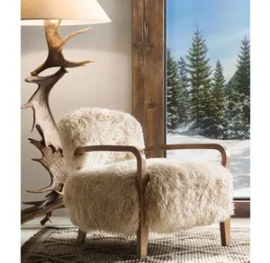 Sassanid OEM Contemporary Luxury Living Room Chair Modern American Yeti Sheepskin Armchair