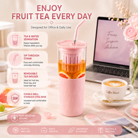 Gobelet infuseur à thé en acier inoxydable 304 avec paille, filtre amovible, anti-fuite, double paroi isolée, pour thé aux fruits, tasse de voyage