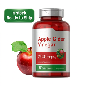 En stock, poudre d'extrait de vinaigre de cidre de pomme OEM, Malus Domestica, 2400 mg, non-OGM, sans <span class=keywords><strong>gluten</strong></span>, 150 capsules, étiquette privée, expédition rapide - Product Image 1