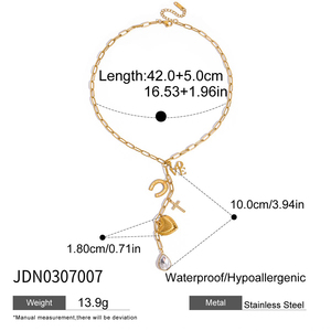 Collana a <span class=keywords><strong>Y</strong></span> J&<span class=keywords><strong>D</strong></span> da Donna in Acciaio Inossidabile Placcato Oro 18K, Impermeabile, Anti-Ossidazione, Delicata e alla Moda - Product Image 6