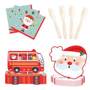 DAMAI Christmas Party Supplies Father Christmas Paper Plates Napkins Xmas Gnome Party Disposable Tableware Set Decorations - Product Image 2