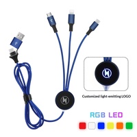 Set Hadiah Kabel Data Promosi Logo Kustom 1.2m Nylon Braided 3 2 Dual Input USB Type C Tembaga Murni LED Pengisian Daya Tahan Lama dan Handal