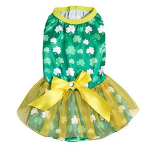 Pet <strong>Clothes</strong> <strong>St</strong>. <strong>Patrick's</strong> <strong>Day</strong> Casual Dog Irish Clover Satin Mesh Dog <strong>Clothes</strong> Skirt in Green and Yellow - Product Image 5