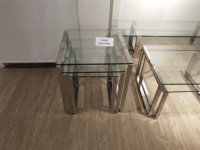 Table basse rectangulaire moderne en acier inoxydable et verre trempé pour hall d'hôtel ou salon