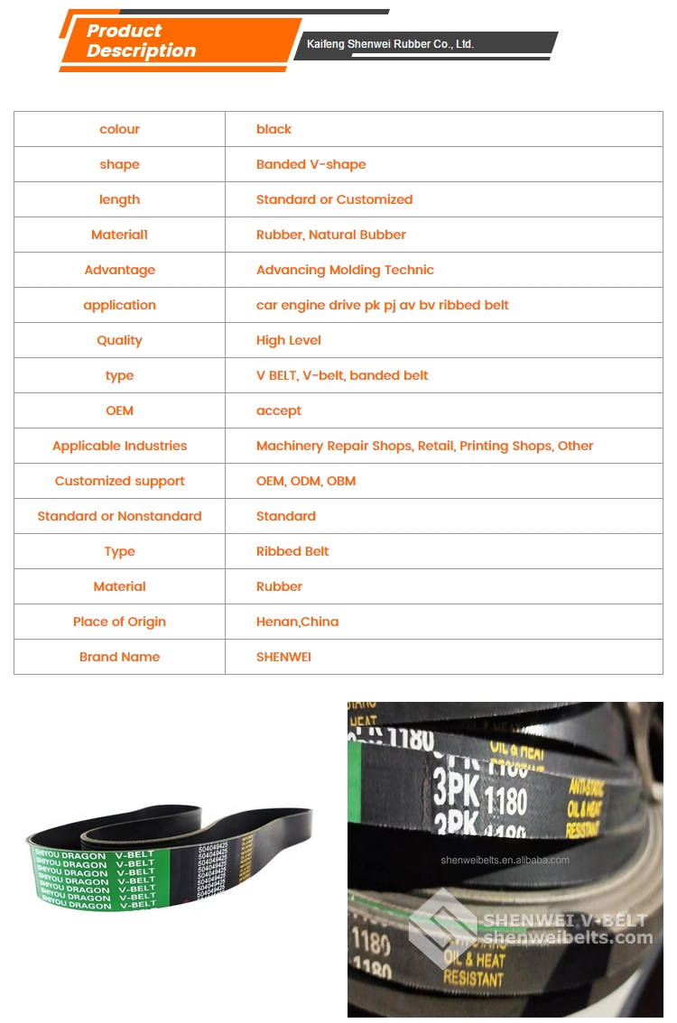 SHENWEI Factory Genuine Poly V Ribbed Belt for Cummins Engine