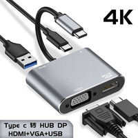 Adaptador USB 3,0 Hub 4 en 1 tipo C con HDMI Compatible para Macbook Samsung Hu Google para aplicación de monitor y altavoz 4K