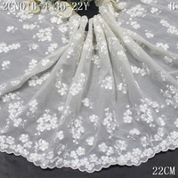 Tulle noir rose pâle de 22 cm, petite fleur brodée, élastique, encaje bordado, dentelle, tissu pour lingerie, robe, accessoires de couture