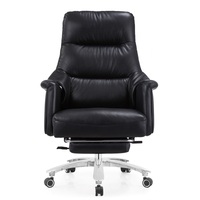Chaise de bureau exécutive moderne haut de gamme en cuir véritable, dossier haut et confortable, réglable, ergonomique et pivotante pour bureau à domicile et chambre.