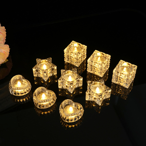 Bougies chauffe-plat LED en cristal transparent aux formes variées, Cœur, É<span class=keywords><strong>toile</strong></span>, Carré, sans flamme, effet scintillant, pour mariage, Saint-Valentin, fête - Product Image 1