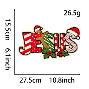 Bordado personalizado Chenille parches oro brillo Navidad Claus Feliz brillante parche hierro en Chenille parches para ropa - Product Image 6
