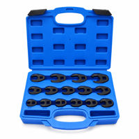 Jeu de clés à écrous évasées Crowfoot 15 pièces 8mm-24mm, clé à cliquet en forme de C à extrémité ouverte pour le retrait des écrous de conduites de frein et de carburant, outils de réparation automobile