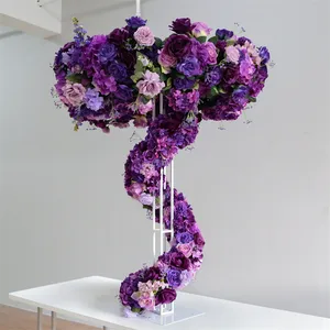 LFB2225 Purple Hydrangea Flower Wedding Decoration Flowers Big Cream Round Rose And Hydrangea Flower Ball