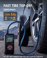 Compresseur d'air portable sans fil ABS 150 PSI avec affichage numérique et arrêt automatique pour SUV, moto, vélo