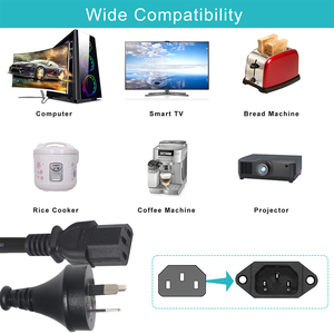 Enchufe AU de cobre de 3 pines a enchufe hembra IEC C13, hervidor de PC, <span class=keywords><strong>Monitor</strong></span> de ordenador, cable de alimentación de CA con interruptor de protección contra fugas - Product Image 4