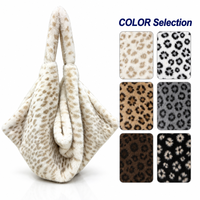 Sac fourre-tout hobo tendance en fausse fourrure imprimé léopard grande capacité pour femme, doux et moelleux, sans perte de poils, marque Koo, avec fermoirs
