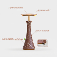 Lampe de table sans fil de luxe en marbre, à commande tactile, à intensité variable, tête plate, pierre lourde, batterie 5000 mAh, veilleuse 2700K, étoiles