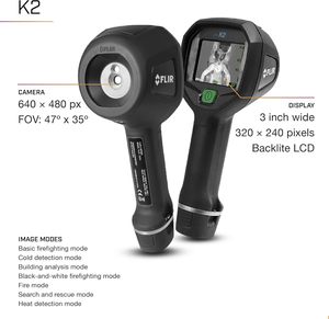 กล้องถ่ายภาพความร้อนขนาดกะทัดรัด FLIR K2 สำหรับนักดับเพลิง ระบบ MSX สำหรับการถ่ายภาพแบบไดนามิกหลายสเปกตรัม ใช้งานได้ในอุณหภูมิสูงสุด 500°F - Product Image 3