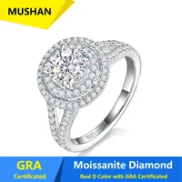 MUSHAN Luxus-Schmuck 925 Sterling Silber Ringband für Damen GRA-Zertifizierter Moissanit Diamant Smaragd D-Farbe Ringe Feiner Schmuck
