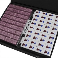 Jeu de Mahjong portable en acrylique avec étui de voyage, jeu de table pour divertissement festif