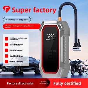 Portable Cordless Car Air Pump Tire Inflator Car <strong>Battery</strong> <strong>Booster</strong> Jump Starter Power Bank Tire Pressure Gauge for Motorcycle - Product Image 2