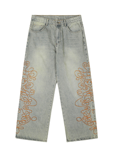Jean en denim vintage délavé bleu sur mesure, coupe bootcut évasée et déchirée pour homme - Product Image 4