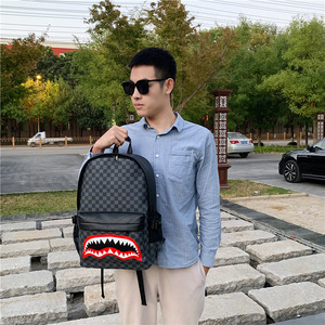 Ba lô thiết kế hình miệng cá mập họa tiết hình học, khóa kéo, túi du lịch thường ngày dành cho thanh thiếu niên, chất liệu polyester bền chắc - Product Image 6