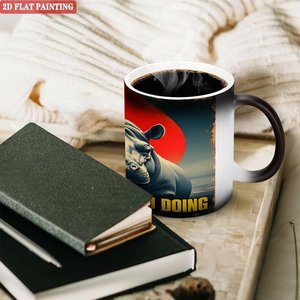 Frosted Black 11oz <b>Ceramic</b> <b>Mug</b> Heat Color Changing Drinking Cup Thickened Handle Comfortable Holding - Product Image 3