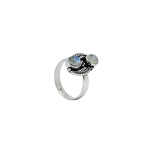 Bague de mariage unisexe faite à la main en argent oxydé avec pierre de labradorite taillée de 6 mm, sertie en canal et en clos, style bohème, pour femme, nouveauté - Product Image 3