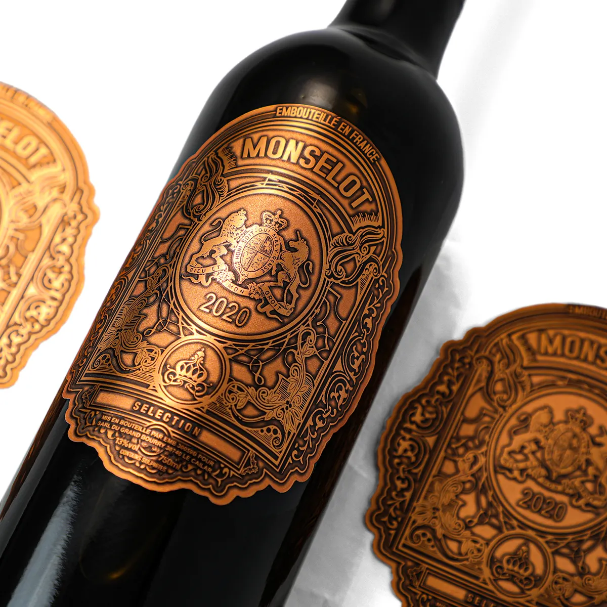 Custom Printing Uv Spot Gold Foil Embossed Premium Textured Paper Wine Label Personalize Wine Bottles Labels