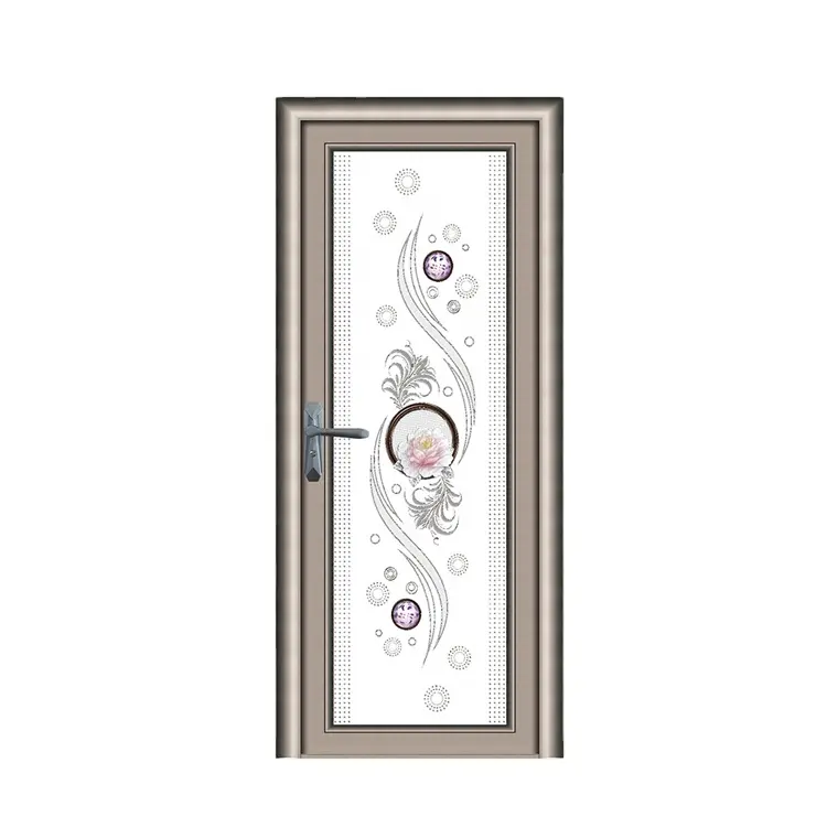 ガラス繊維ドアパネルアルミニウム合金浴室ドア防水エレガントなスライド式すりガラスドアデザイン