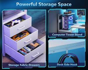 Bureau de jeu personnalisé de haute qualité pour <span class=keywords><strong>ordinateur</strong></span> de bureau à domicile Table de jeu blanche moderne avec tiroirs/<span class=keywords><strong>support</strong></span> de moniteur/<span class=keywords><strong>support</strong></span> de CPU - Product Image 5