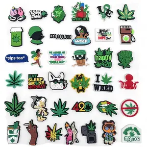 PVC Clog Charms 420 Weed plant Shoe Charm for gift cookie charms shoe decorations for Kids Gift