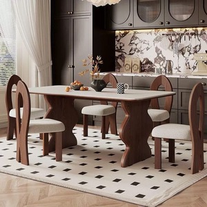 <span class=keywords><strong>Table</strong></span> <span class=keywords><strong>à</strong></span> <span class=keywords><strong>manger</strong></span> rectangulaire moderne pour 6 <span class=keywords><strong>à</strong></span> 8 personnes, facile <span class=keywords><strong>à</strong></span> nettoyer, <span class=keywords><strong>table</strong></span> de cuisine en pierre frittée avec pieds en bois robustes. - Product Image 5