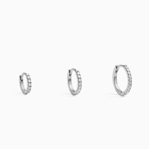 Boucles <span class=keywords><strong>d</strong></span>'oreilles créoles Huggie en <span class=keywords><strong>argent</strong></span> sterling 925 avec diamants de 8 mm/10 mm/12 mm, vente en gros Gemnel - Product Image 6