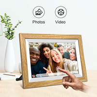Precio barato pantalla táctil de alta resolución 10 pulgadas WiFi nube de madera marco de fotos digital con función de vídeo de imagen