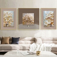 Peinture murale décorative Arbre Doré pour Salon, Impression UV HD de luxe, Texture Feuille d'Or, Art Mural en Cuir