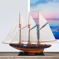 Voilier atlantique de 120 cm, yacht à voile en bois, GRAND modèle réduit de bateau à voile, décoration nautique, modèle réduit de schooner, vintage